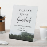 Foggy Pine Trees Rain Forest Wedding Guestbook