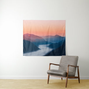 Foggy river Soča at sunrise Tapestry