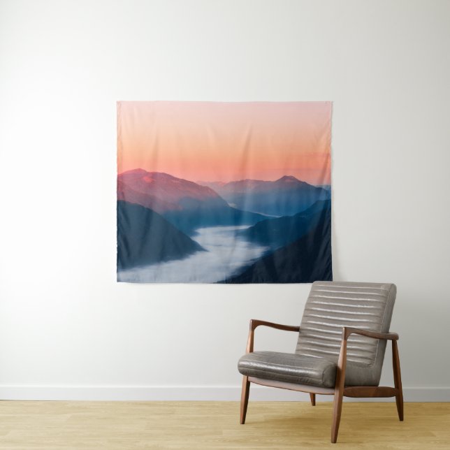 Foggy river Soča at sunrise Tapestry (In Situ (Horizontal))