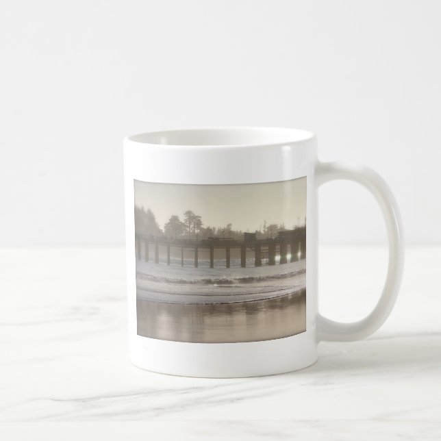 Foggy Santa Cruz Wharf Coffee Mug (Right)