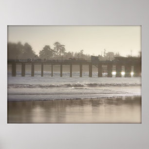 Foggy Santa Cruz wharf Poster