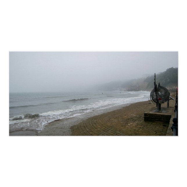 Foggy Scarborough Beach Poster (Front)