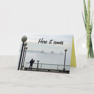 Foggy Seattle Ferryboat Birthday Card