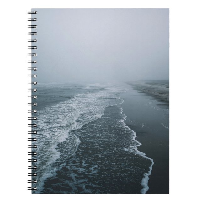 Foggy Shoreline Ocean Waves Notebook (Front)