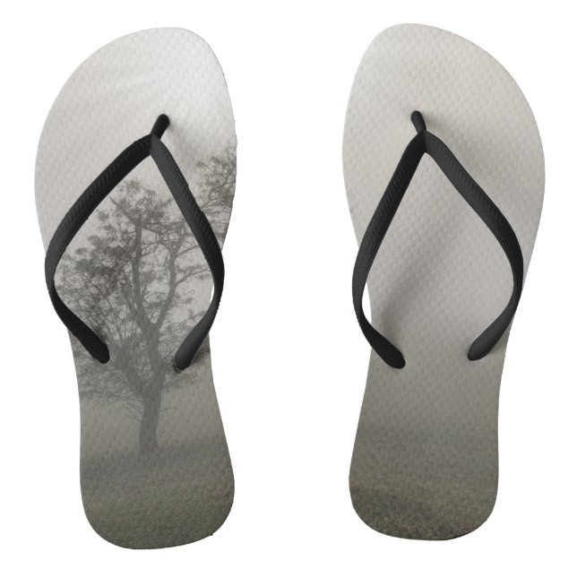 Foggy Starburst Tree Landscape Thongs (Footbed)