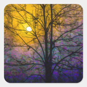 Foggy Sunset Square Sticker