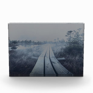 Foggy swamp landscape photo block