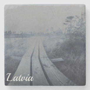 Foggy swamp landscape stone coaster