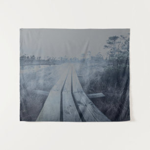 Foggy swamp landscape tapestry
