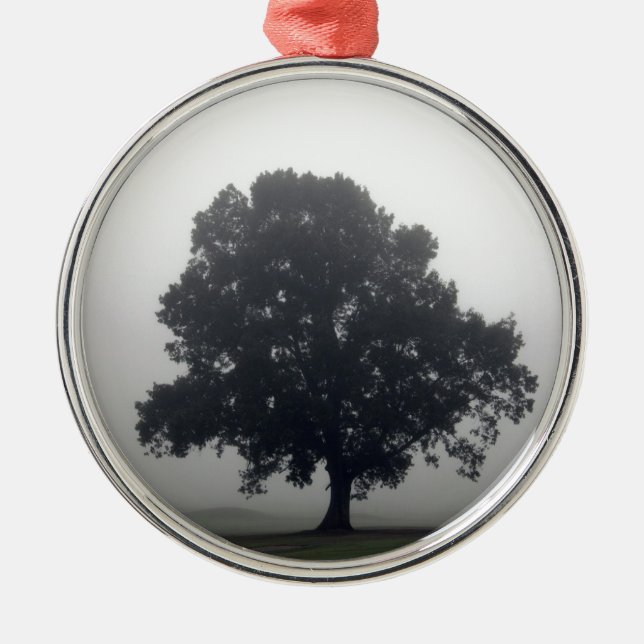 Foggy Tree Metal Ornament (Front)