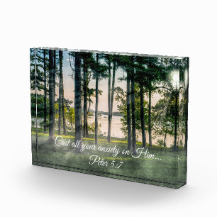 Foggy Trees At Table Rock Bible Verse Photo Block
