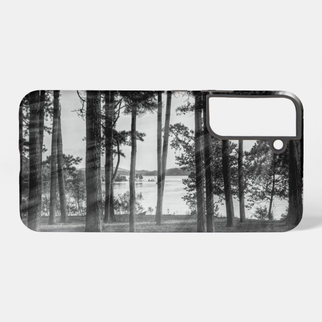 Foggy Trees At Table Rock Grayscale Samsung Case (Back Horizontal)