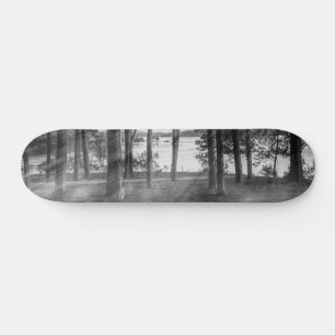Foggy Trees At Table Rock Grayscale Skateboard