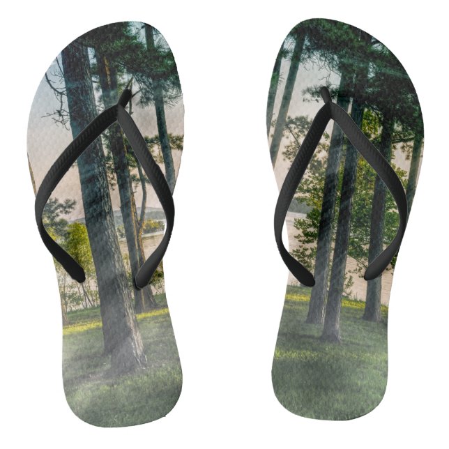 Foggy Trees At Table Rock Thongs (Footbed)