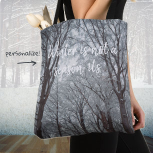 Foggy Winter Forest Tote Bag
