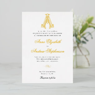 Foil AA Monogram Wedding Invitation 