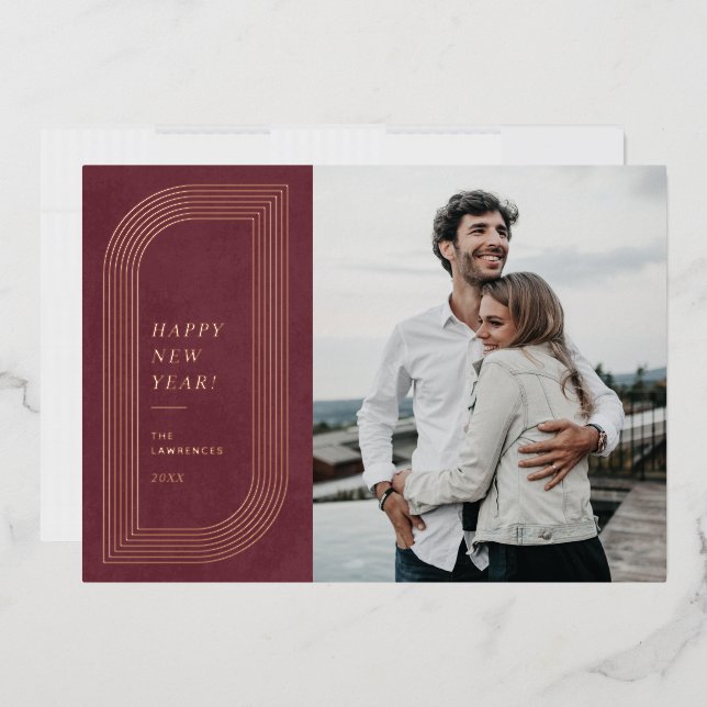 Foil Abstract Geometric New Year's Card - Plum (Envelope)