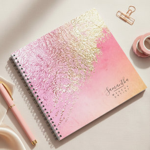 Foil Abstract Gold Peach ID775 Notebook