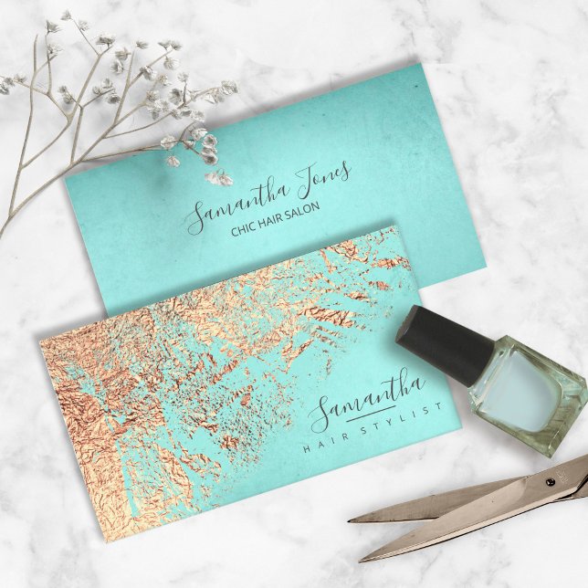 Foil Abstract Gold Teal ID775 Business Card (Creator Uploaded)