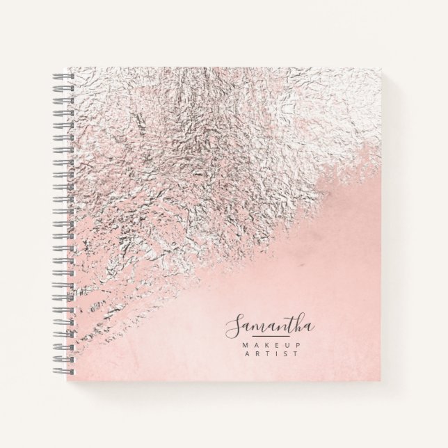 Foil Abstract Silver Rose Gold ID775 Notebook (Front)