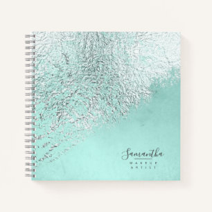Foil Abstract Silver Teal ID775 Notebook