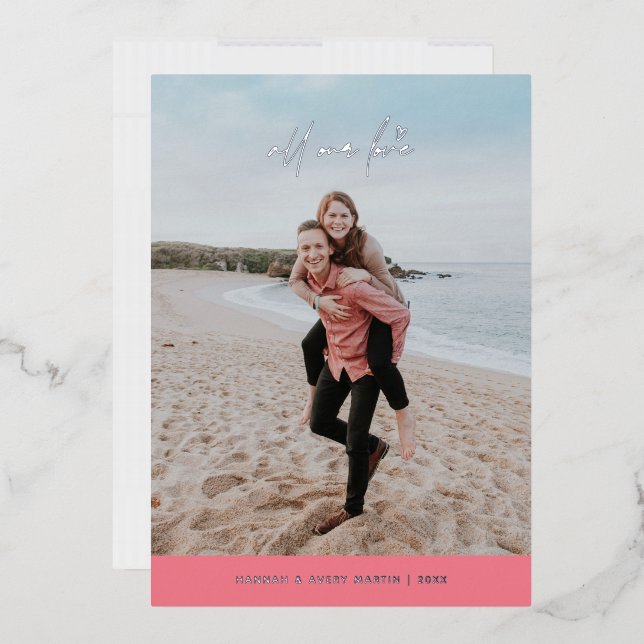 Foil All Our Love Valentine's Day Card - Pink (Envelope)