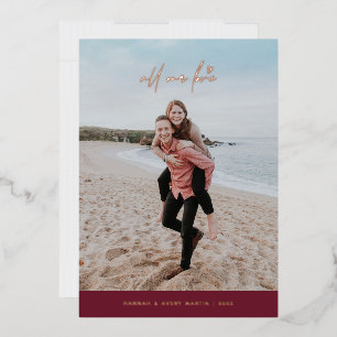 Foil All Our Love Valentine's Day Card - Plum