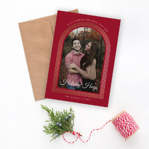 Foil arches Holiday hugs photo christmas card