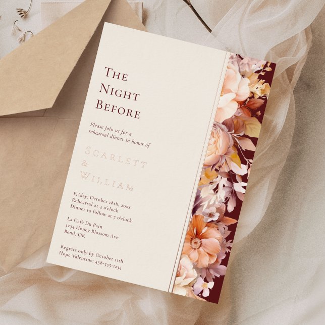 FOIL Autumn Burgundy Modern Wedding Night Before (Creator Uploaded)