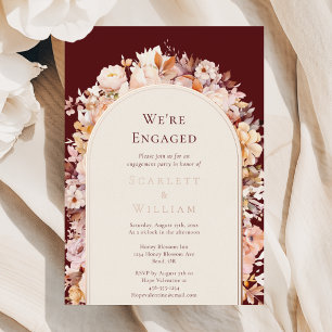 FOIL Autumn Floral Burgundy Arch We're Engaged