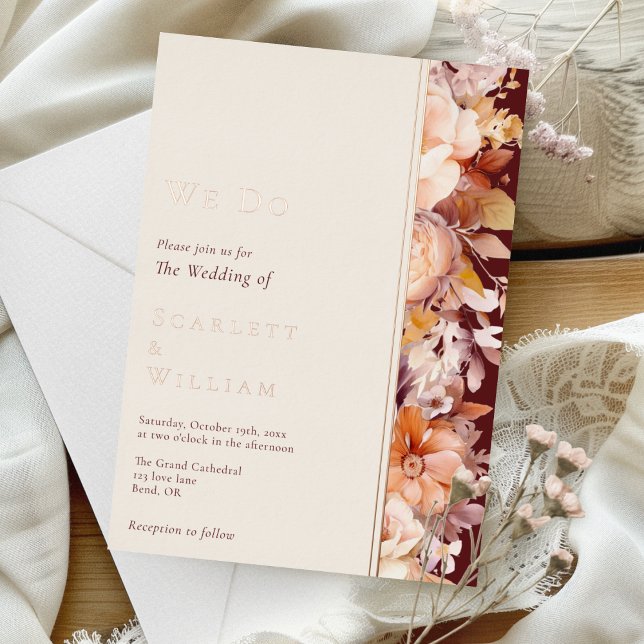 FOIL Autumn Floral Burgundy Modern We Do Wedding (Creator Uploaded)