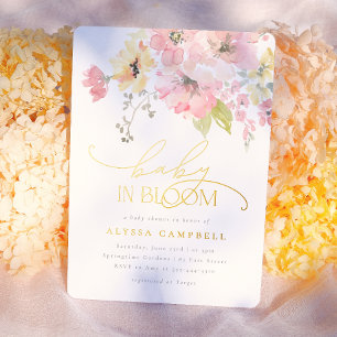 Foil Baby in Bloom Blush Pink Floral Baby Shower