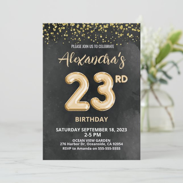 Foil Balloon 23rd Birthday Invitation (Standing Front)
