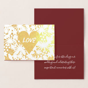 Foil Birds Love Wedding Thank You Foil Card