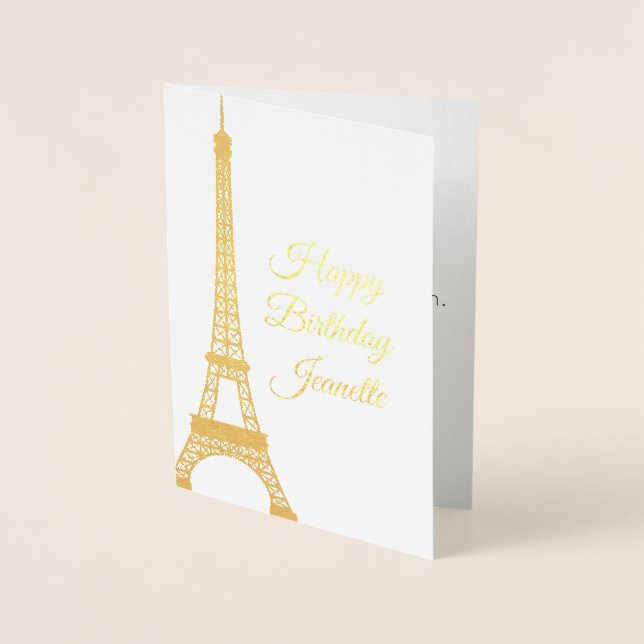 Foil Birthday Card, Happy Birthday Card, Paris Foil Card (Front)