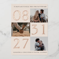 Foil Bold Date Triple Photo Save The Date Card
