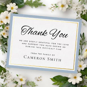 Foil border dusty blue sympathy thank you card