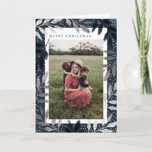 Foil Branches Merry Christmas Photo Holiday Card