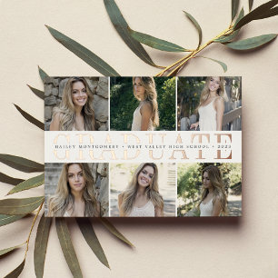 Foil Centre Stripe Photo Graduation Announcement