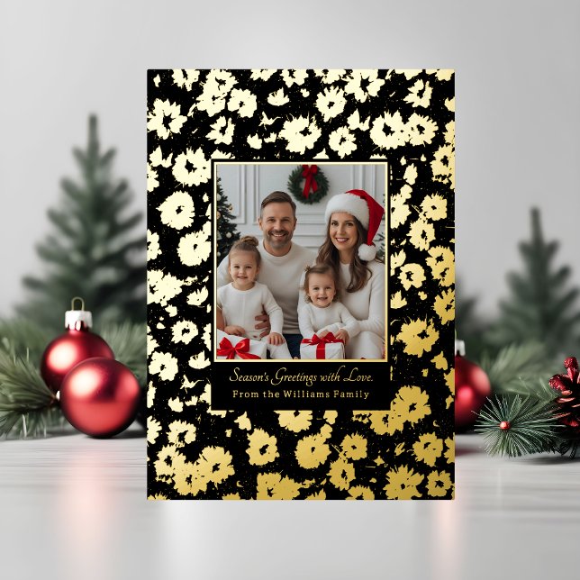 Foil Christmas Card Template 2 Photo Black Gold (Creator Uploaded)