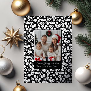 Foil Christmas Card Template Photo Flowers Black