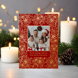 Foil Christmas Card Template Photos Holiday Red
