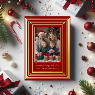 Foil Christmas Card Template Photos Holiday Red
