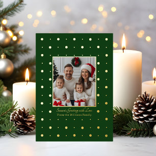 Foil Christmas Cards Template 2 Photo Green Dots