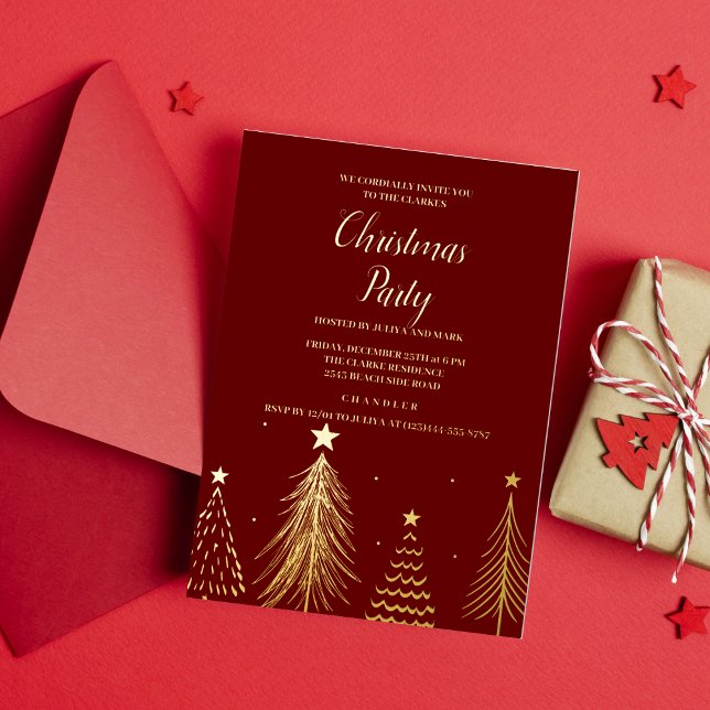Foil Christmas tree Christmas Party Invitation (Creator Uploaded)