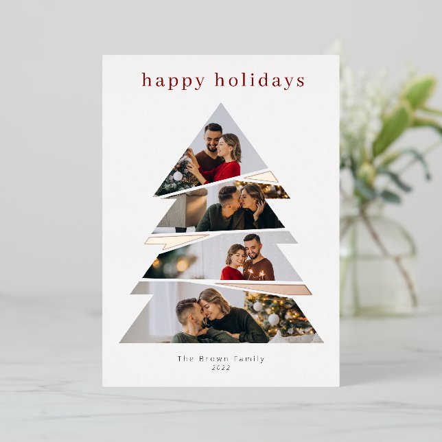 Foil Christmas Tree Holiday Card (Standing Front)