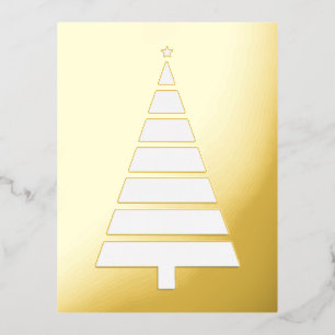 Foil Christmas Tree, Simple Design Foil Holiday Postcard