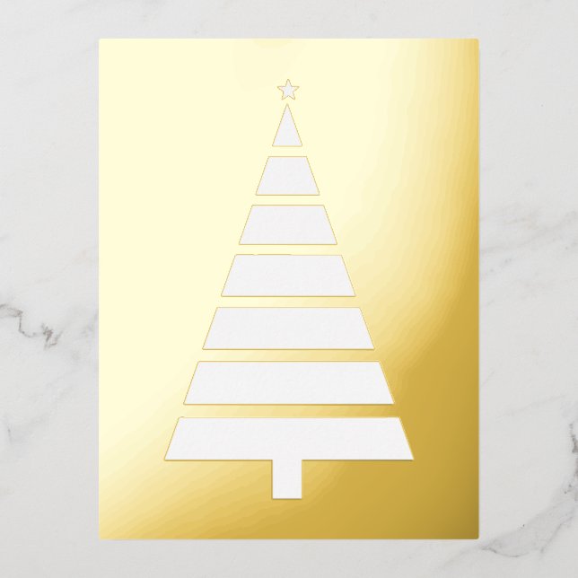 Foil Christmas Tree, Simple Design Holiday Postcard (Front)