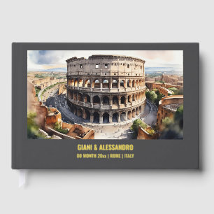Foil Colosseum watercolor destination wedding Rome Guest Book