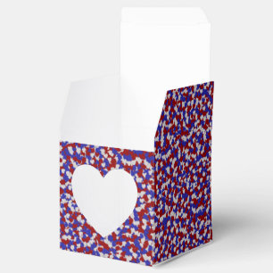 Foil Confetti Hearts,Patriotic-FAVOR BOX, sq hrt Favour Box